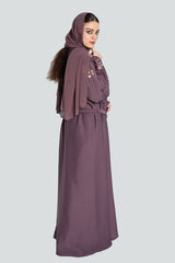 Elegant Purple Embroidered Abaya with Hijab – Modest Islamic Dress for Women Online