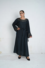 Zinc Embroidered Abaya with Tassel Details – Elegant Modest Wear