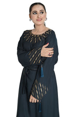Zinc Embroidered Abaya with Tassel Details – Elegant Modest Wear