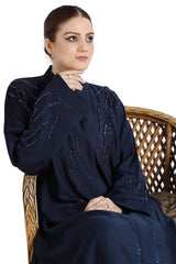 Navy Blue Abaya with Intricate Beadwork – Elegant Modest Wear