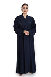 Navy Blue Abaya with Intricate Beadwork – Elegant Modest Wear