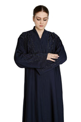 Navy Blue Abaya with Intricate Beadwork – Elegant Modest Wear