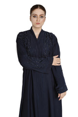 Navy Blue Abaya with Intricate Beadwork – Elegant Modest Wear