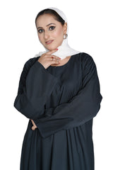 Plain Zinc Abaya with White Hijab – Classic Modest Wear