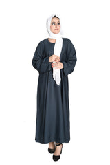 Plain Zinc Abaya with White Hijab – Classic Modest Wear