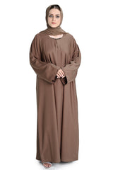 Plain Brown Abaya with Matching Hijab – Classic Modest Wear