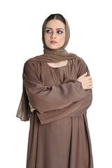 Plain Brown Abaya with Matching Hijab – Classic Modest Wear