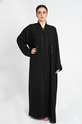 Embroidered Abaya Multiple colors with Beaded Detailing & Tassel Accents
