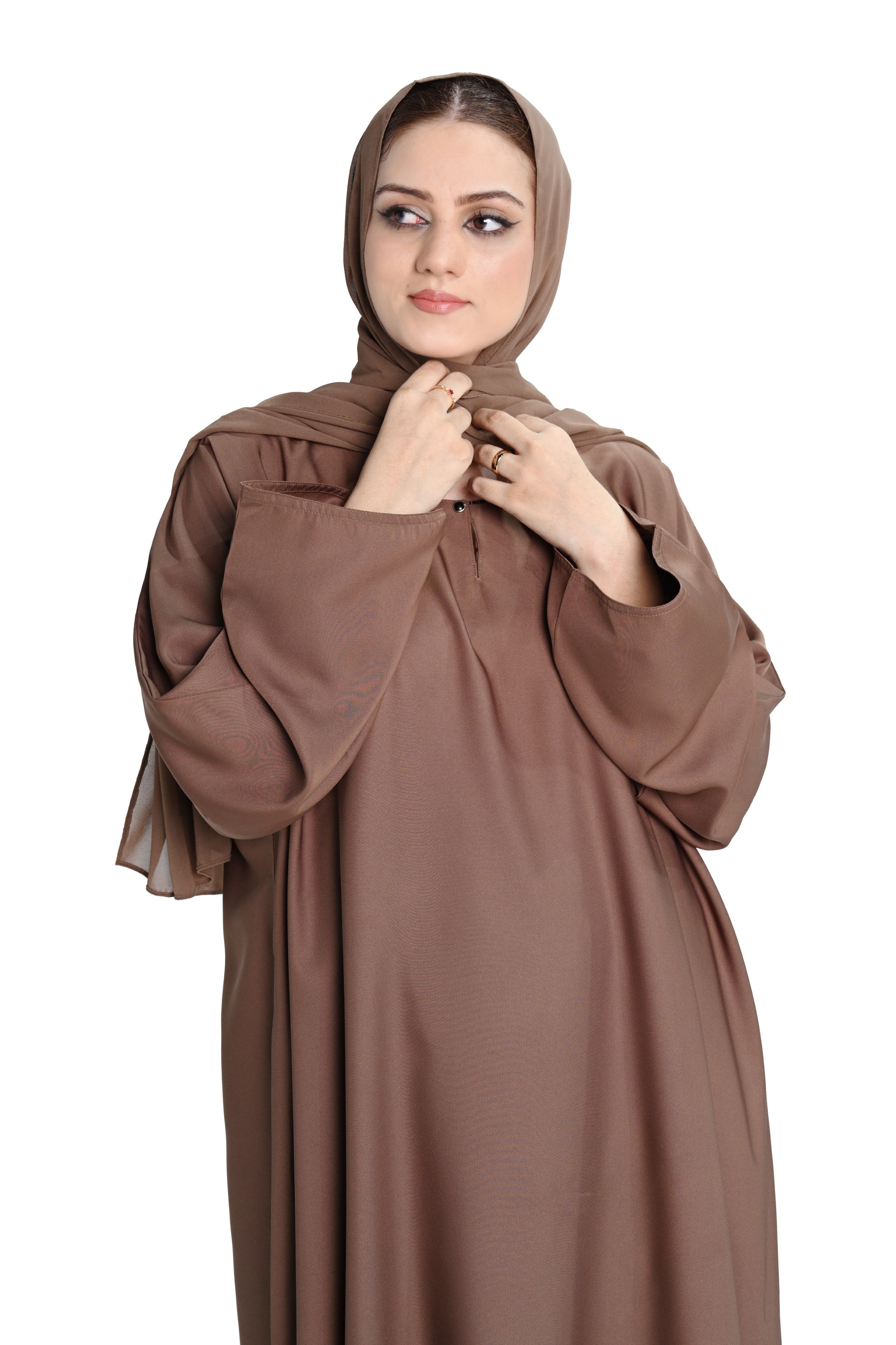 Plain Brown Abaya with Matching Hijab – Classic Modest Wear