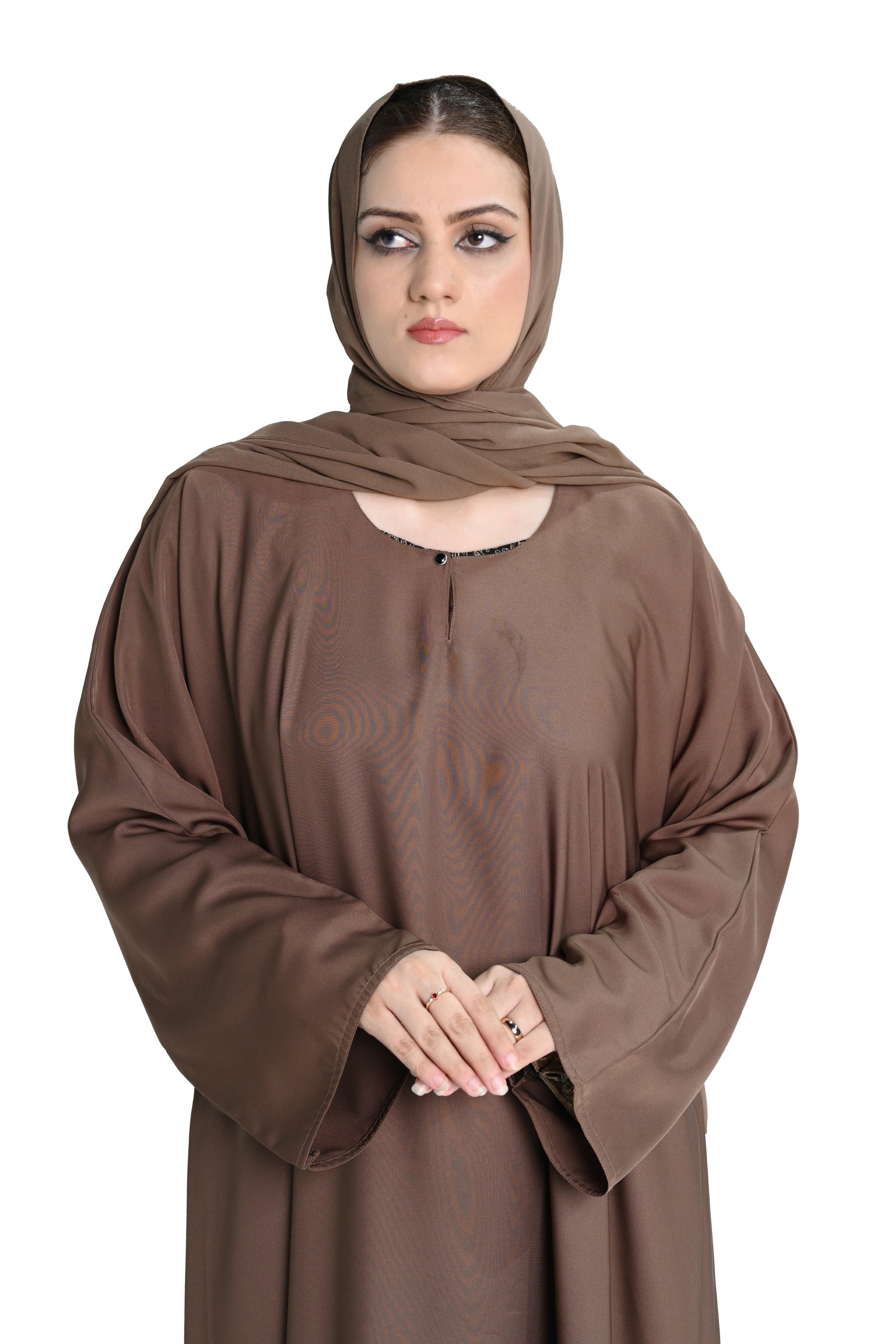 Plain Brown Abaya with Matching Hijab – Classic Modest Wear