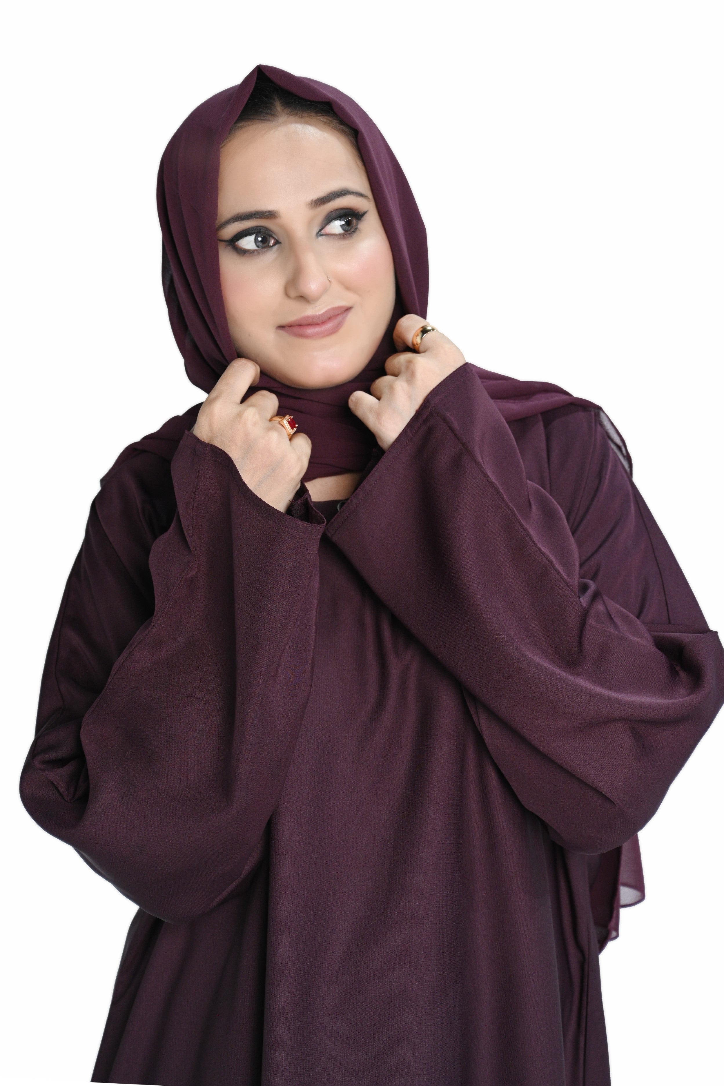 Purple  Abaya with Matching Hijab – Elegant Modest Wear
