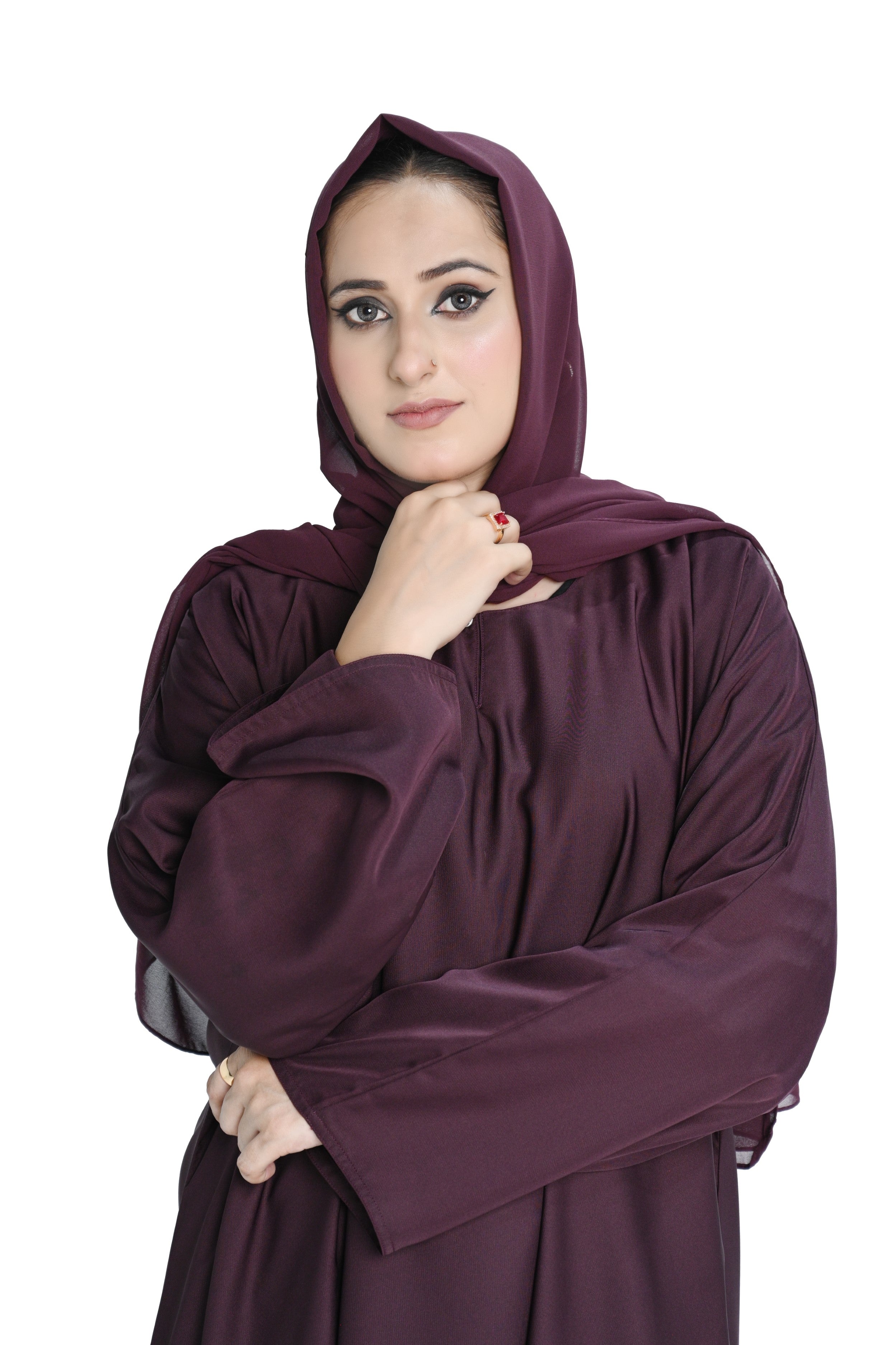Purple  Abaya with Matching Hijab – Elegant Modest Wear