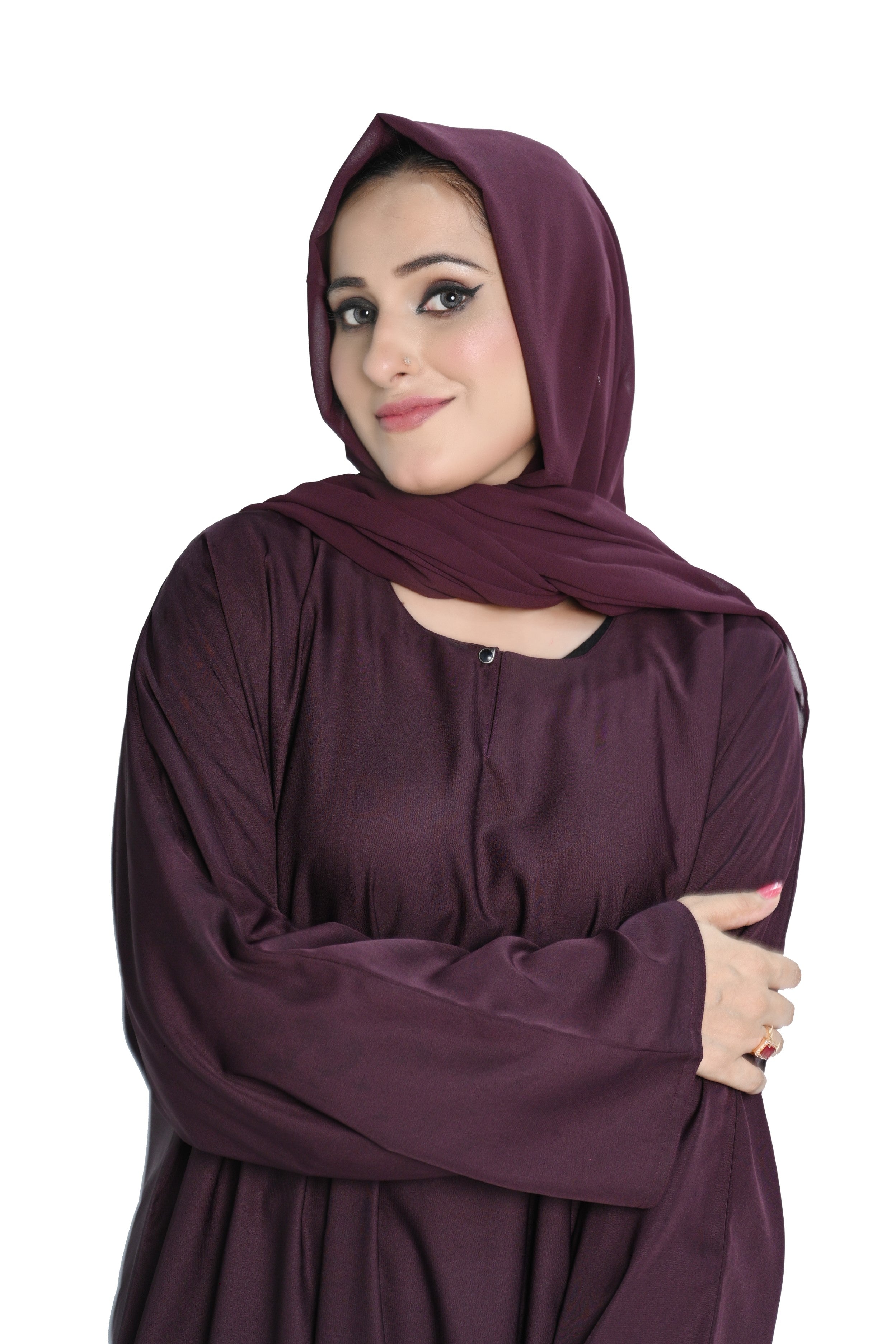 Purple  Abaya with Matching Hijab – Elegant Modest Wear